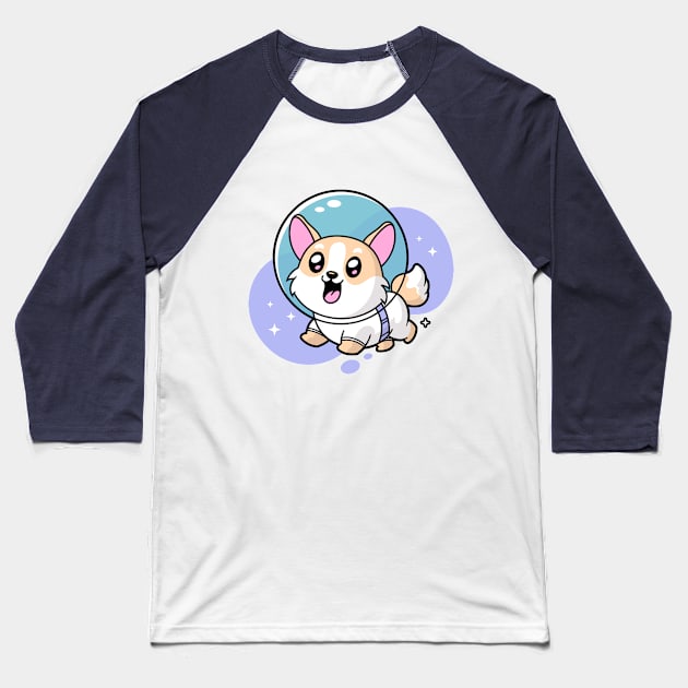 Space Corgi Baseball T-Shirt by zoljo